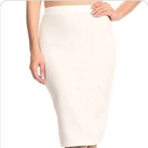 Soho Women's Milk White Rayon/Nylon/Spandex Knit Straight Pencil Pull Up Skirt w